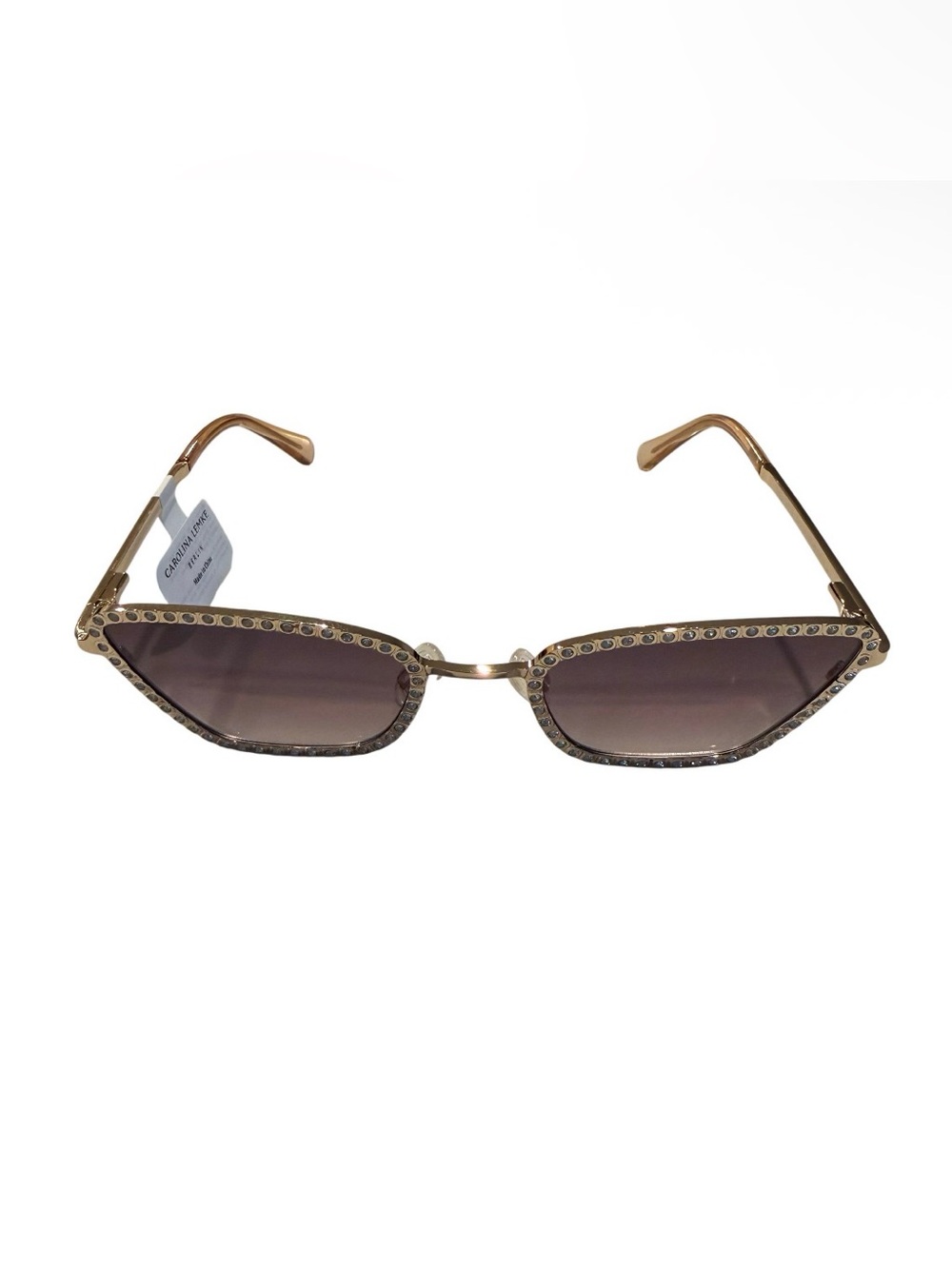 NEW Carolina Lemke Berlin Crystal Rhinestone Twiggy Gold Sunglasses Statement - Picture 6 of 13